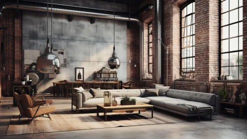 Atmospheric Industrial Vintage Loft Living Room - Comfycore Design