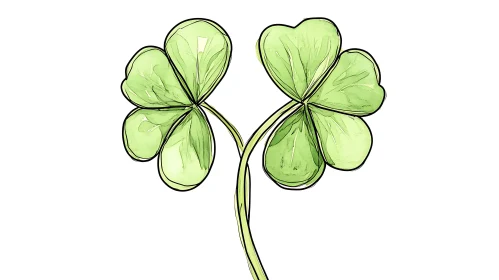 Lucky Clovers Watercolor Drawing