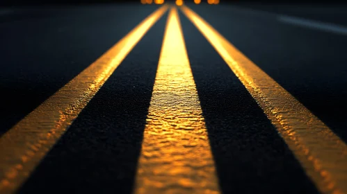 Abstract Asphalt Road with Yellow Lines