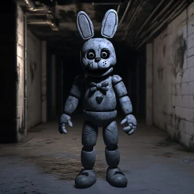 Stone Rabbit Animatronic in Dim Corridor