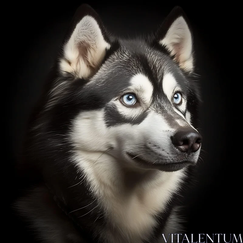 Husky Dog Portrait with Blue Eyes AI Image