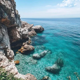 Tranquil Turquoise Waters and Rocky Shores