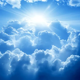 Heavenly Sky With Clouds and Sunlight