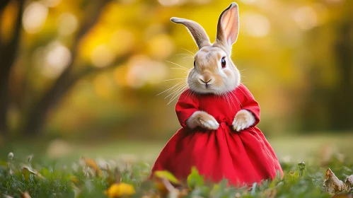 Whimsical Rabbit Portrait in Autumn Field