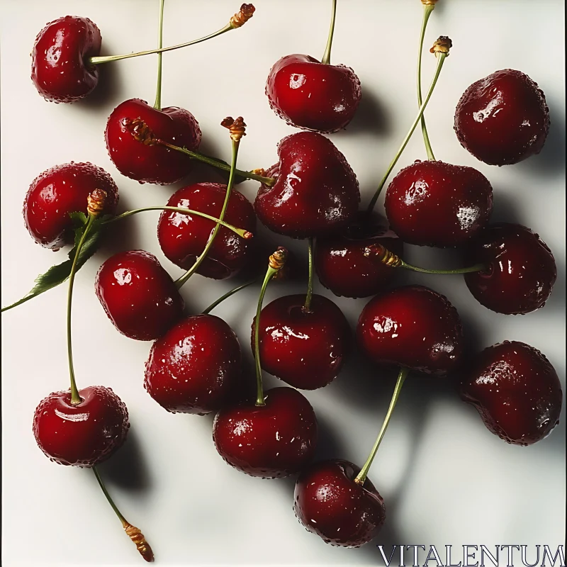 Aromatic Cherries in Artistic Still Life AI Image