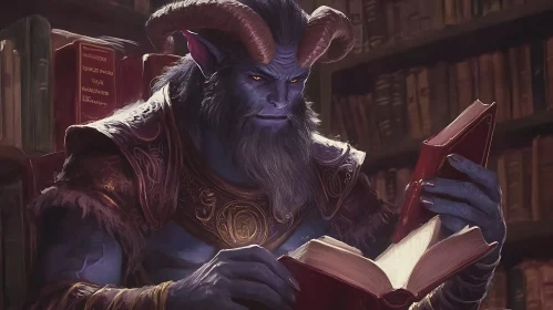 Horned Demon Reading a Book