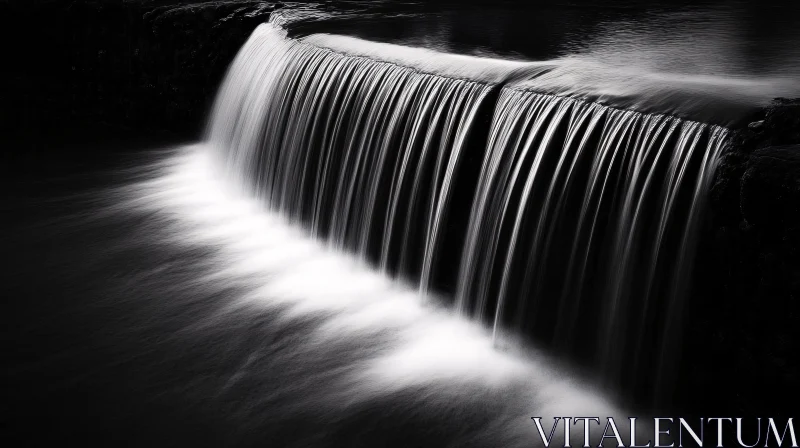 AI ART Elegant Black-and-White Waterfall