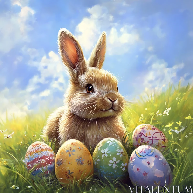 AI ART Springtime Rabbit and Easter Egg Delight