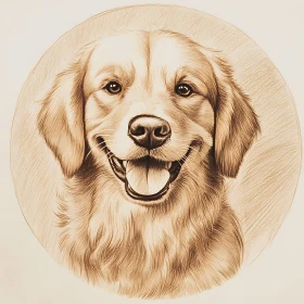 Smiling Golden Retriever Drawing