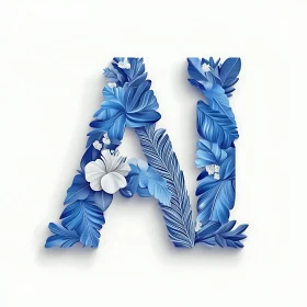 Blue Floral 'AI' Design