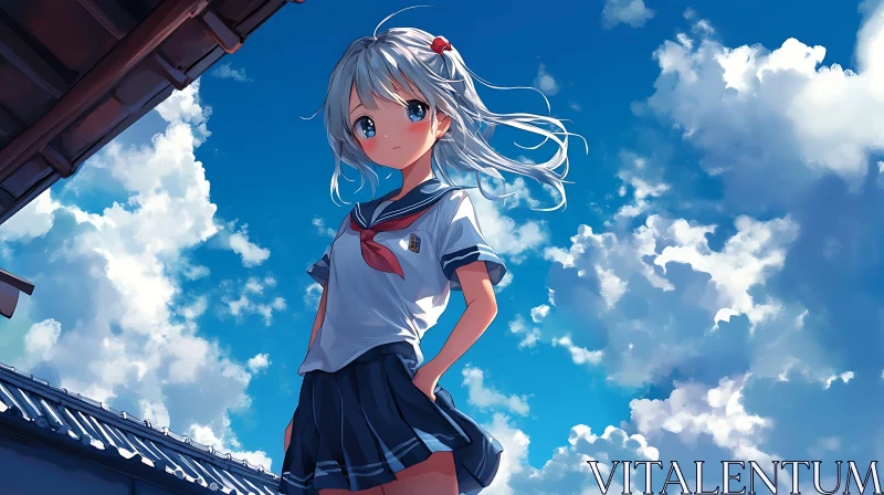 AI ART Serene Schoolgirl in Anime Art