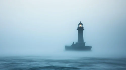 Misty Lighthouse Scene