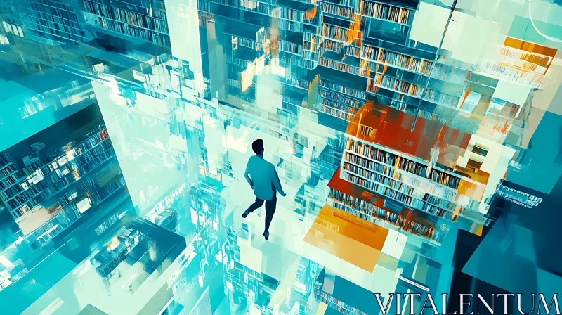 Man in Abstract Bookscape AI Image