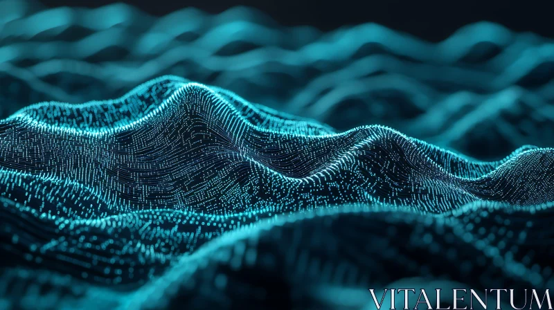 Turquoise Abstract Wave Pattern AI Image