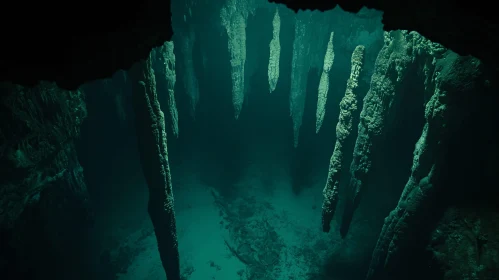 Underground Cave with Stalactites