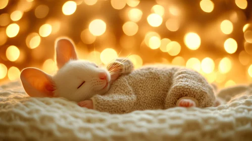 Sleeping Mouse in Knitted Sweater