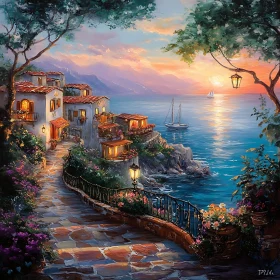 Coastal Italian Village at Dusk