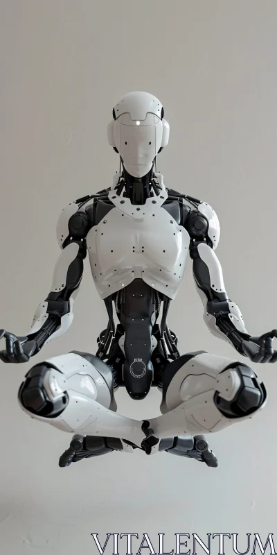 Meditative White Humanoid Robot AI Image