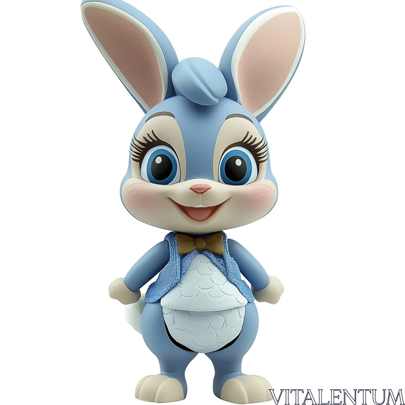 Cartoon Rabbit Doll in Blue Tones AI Image