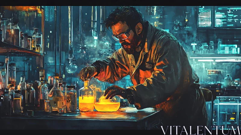 Chemist at Work in Laboratory AI Image