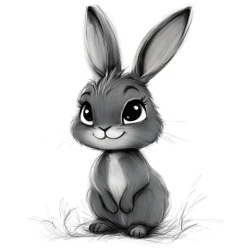 Whimsical Bunny Art - Graphite Drawing