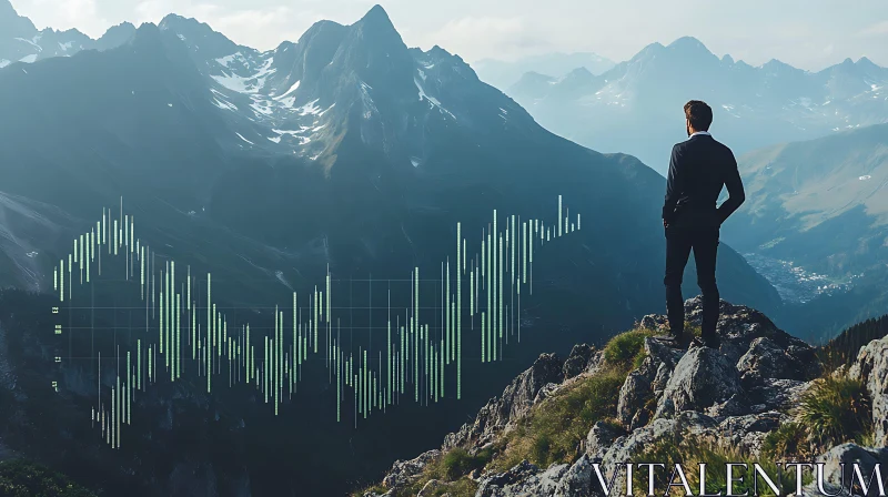 AI ART Mountain Success: Financial Growth Concept