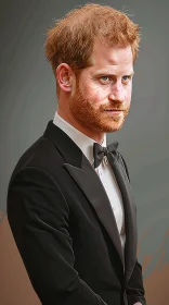 Elegant Portrait of Prince Harry in Formal Wear