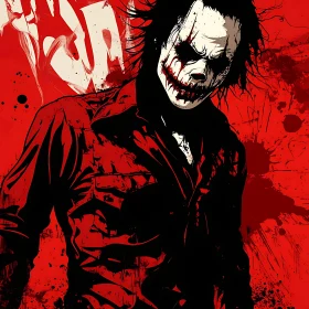 Sinister Clown with Crimson Splatters