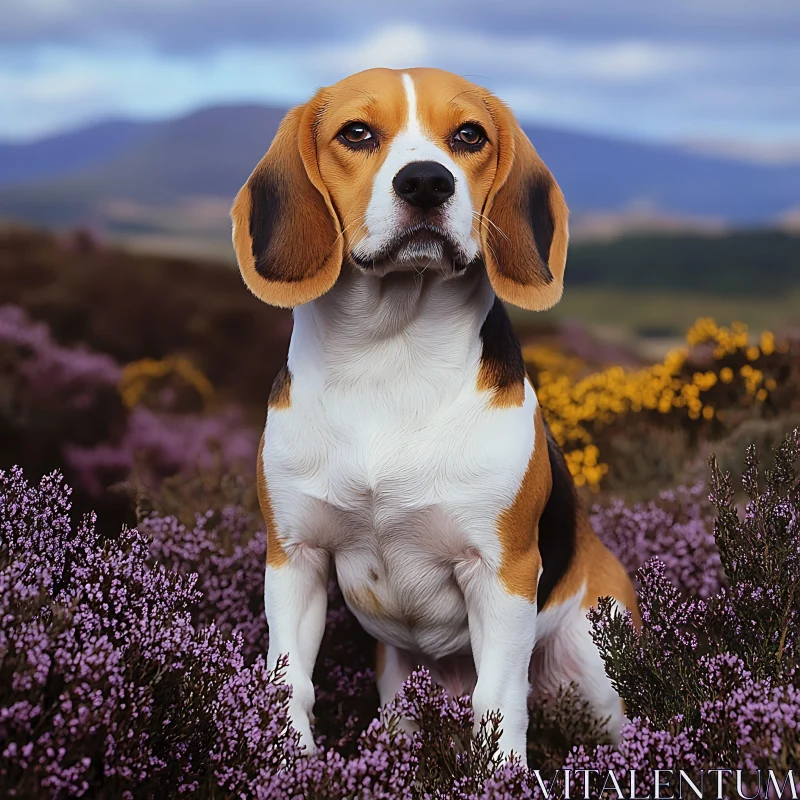 Tricolor Beagle in Nature AI Image