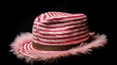 Captivating Pink Hat with Fur on Black Background