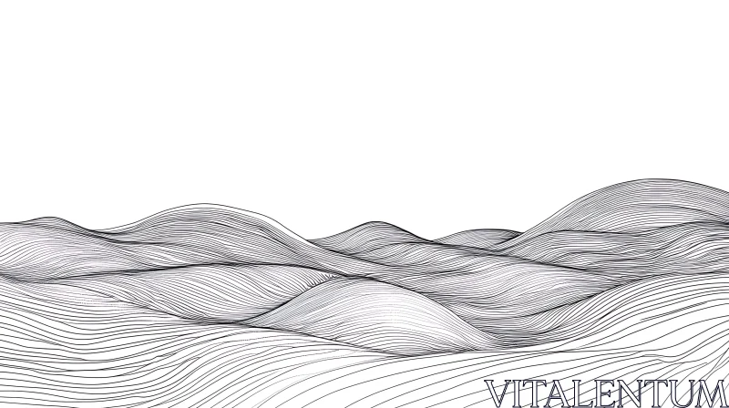 AI ART Abstract Line Waves on White