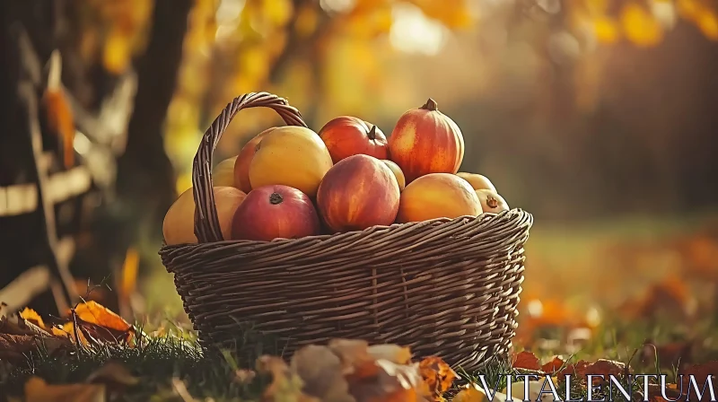 Basket of Autumn Fruits AI Image