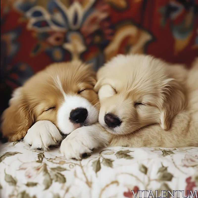 Cute Puppies Resting Peacefully AI Image