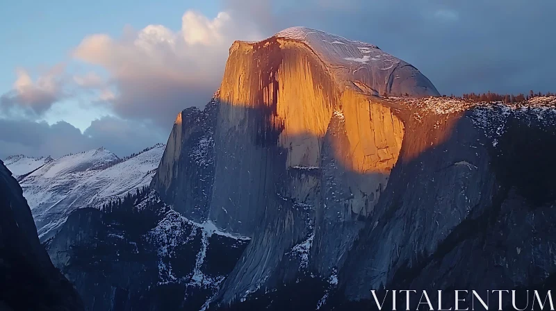 Snowy Mountain at Sunset AI Image