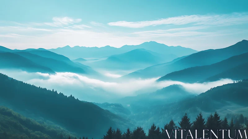 AI ART Ethereal Blue Mountain Vista