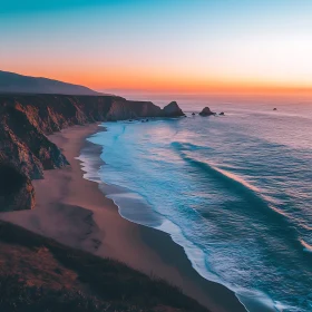 Sunset at the Ocean Coastline