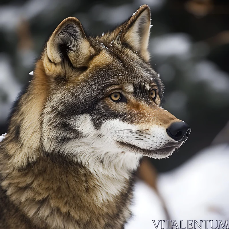 AI ART Close-up of a Wolf in Snow