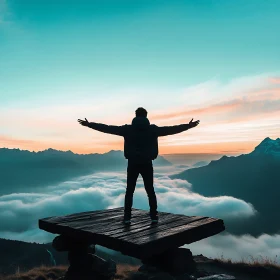 Man Silhouette on Mountain Peak