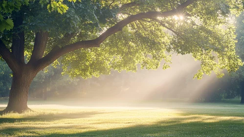 Serene Morning Light Through Tree