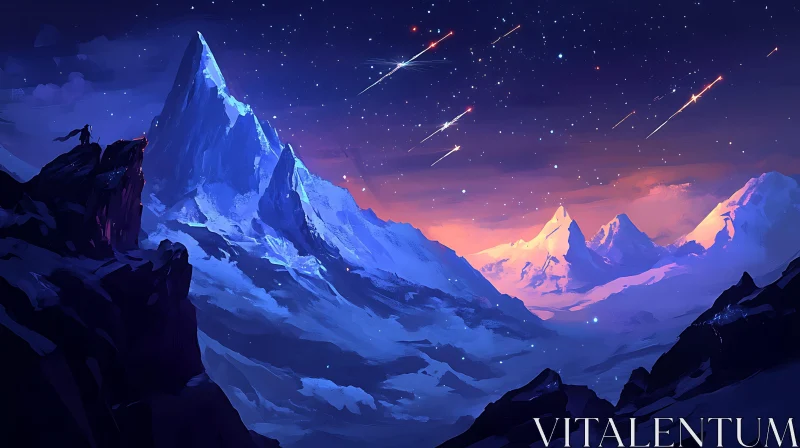 AI ART Starry Mountain Landscape Painting