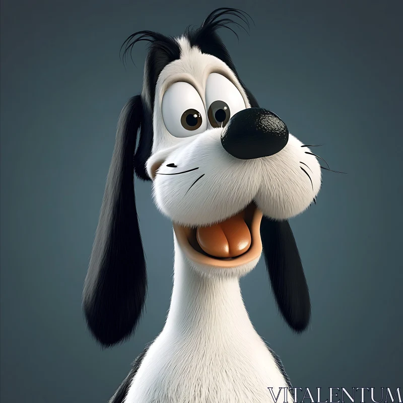 Happy Cartoon Dog with Big Eyes and Floppy Ears AI Image