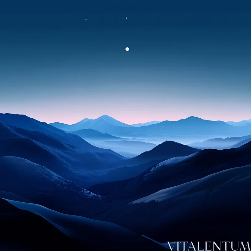 AI ART Tranquil Mountain Landscape at Twilight