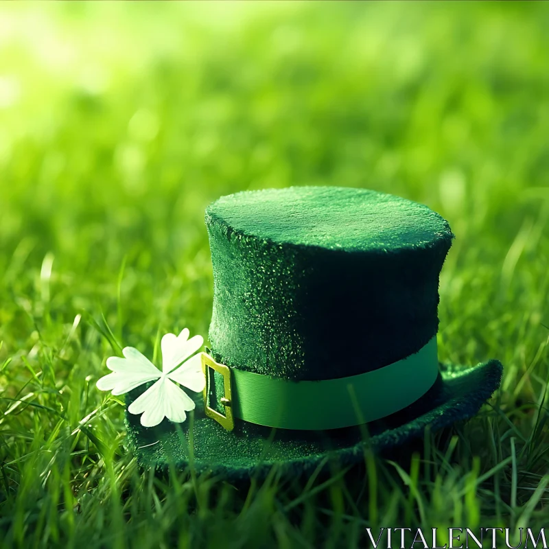 AI ART Green Leprechaun Hat with Shamrock