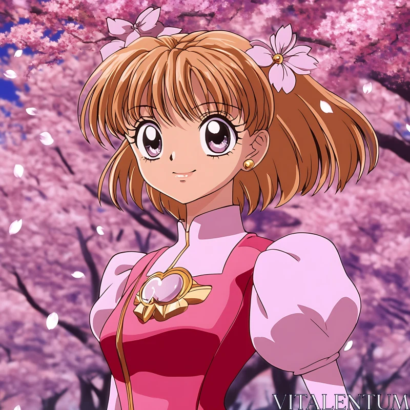 Cherry Blossom Anime Character Art AI Image