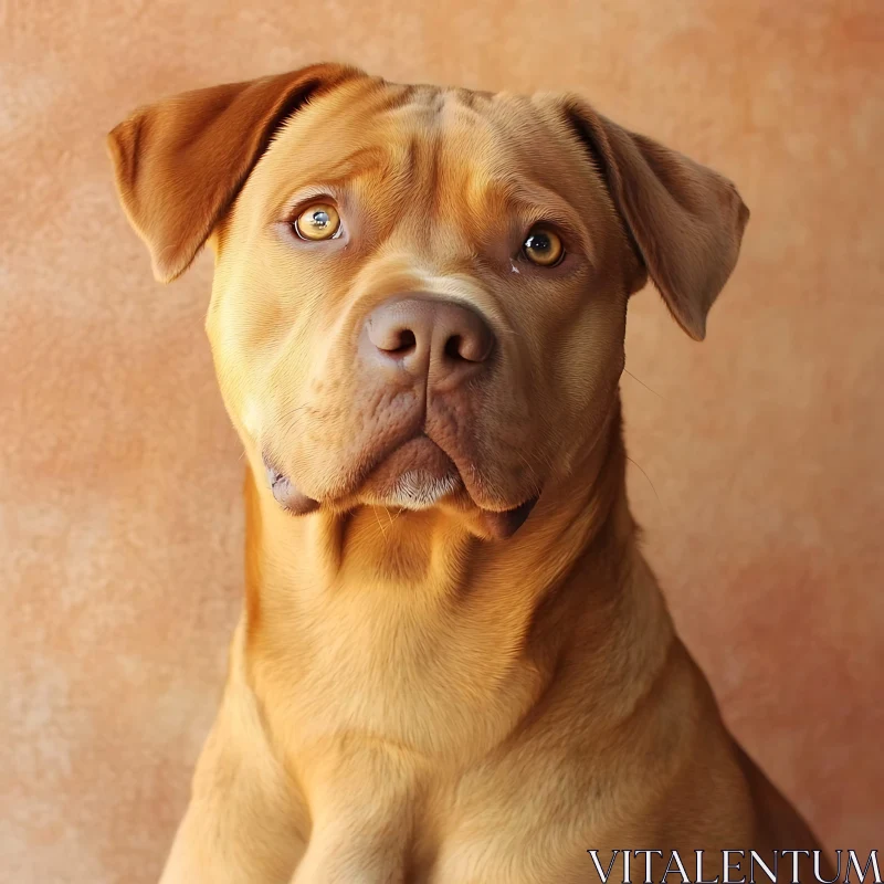 AI ART Portrait of a Calm Brown Dog with Expressive Eyes