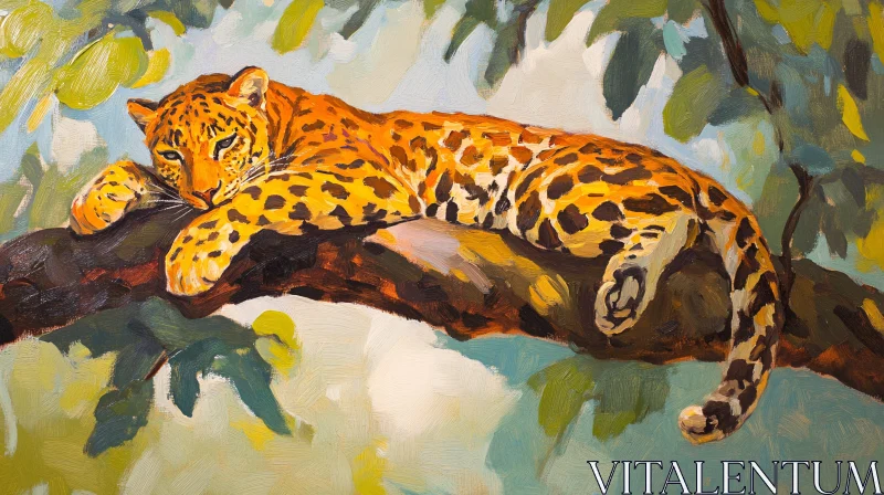 Resting Leopard Painting AI Image