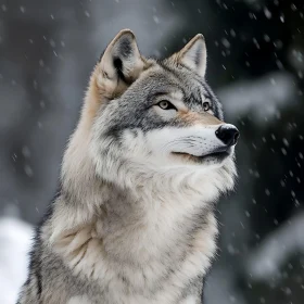 Portrait of a Wolf in Winter