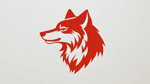 Red Wolf Head Minimalist Illustration