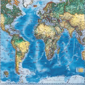 Colorful Continents and Oceans Map