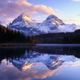 Snowy Peaks Mirrored in Lake